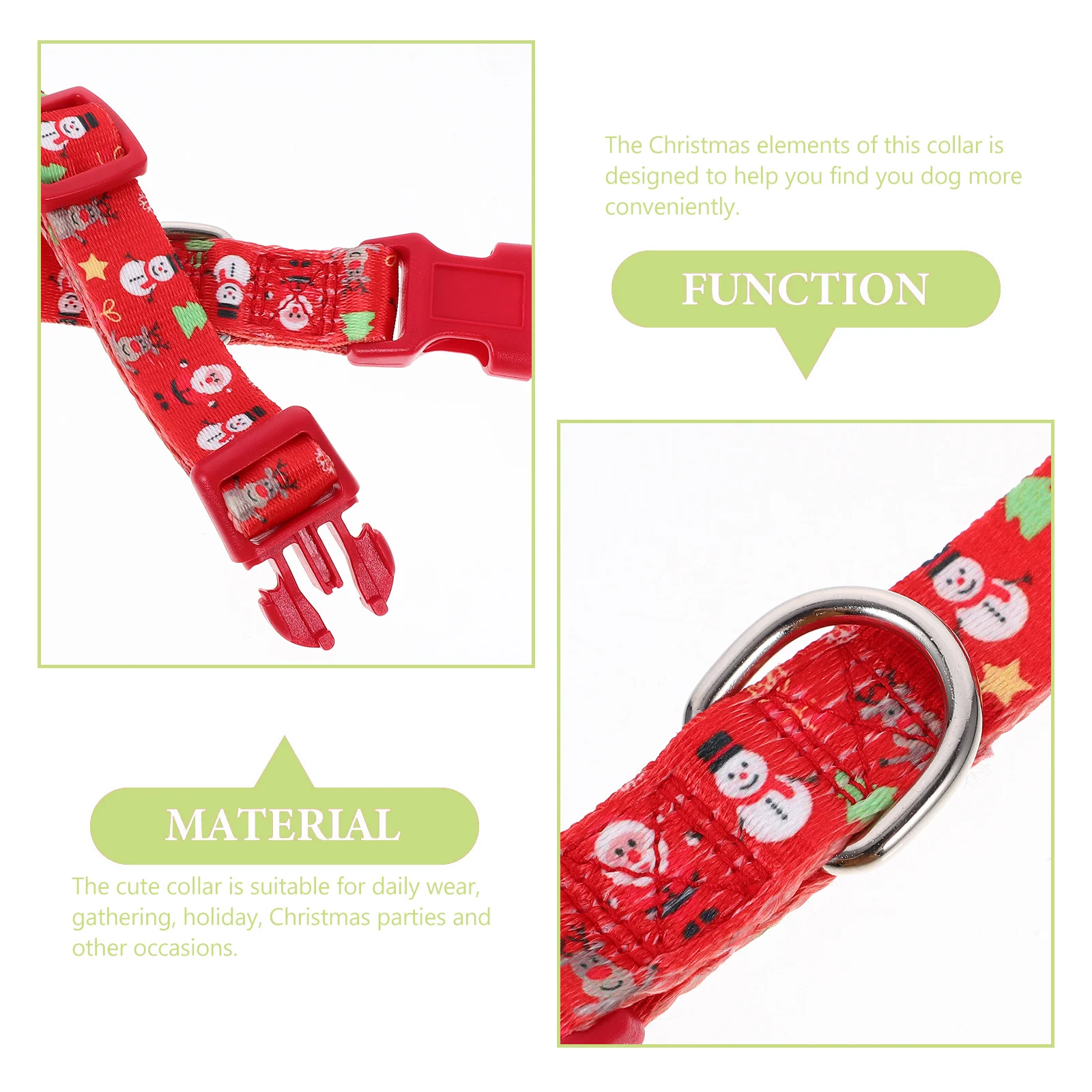 

Cute Christmas Dog Collar Adjustable Xmas Pet Necklace Lightweight Collar for Small Dogs Holiday Party Decorative Accessory