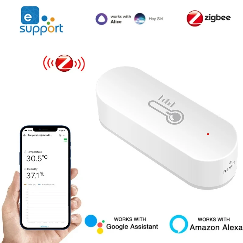 

Ewelink ZigBee умный датчик температуры и влажности с питанием от батареи, управление через приложение, термометр, гигрометр, контроллер для Alexa Google