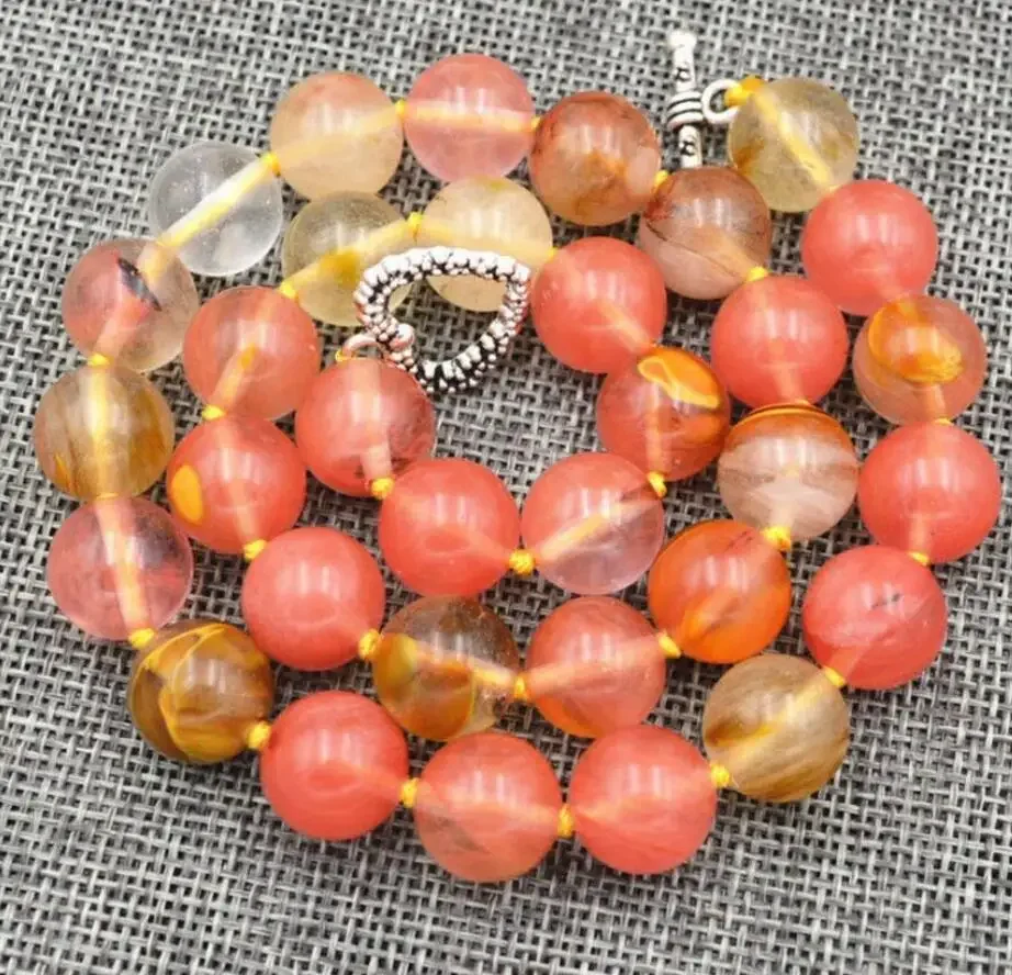 

HOT 12mm round multicolor watermelon tourmalines jade necklace 18"A
