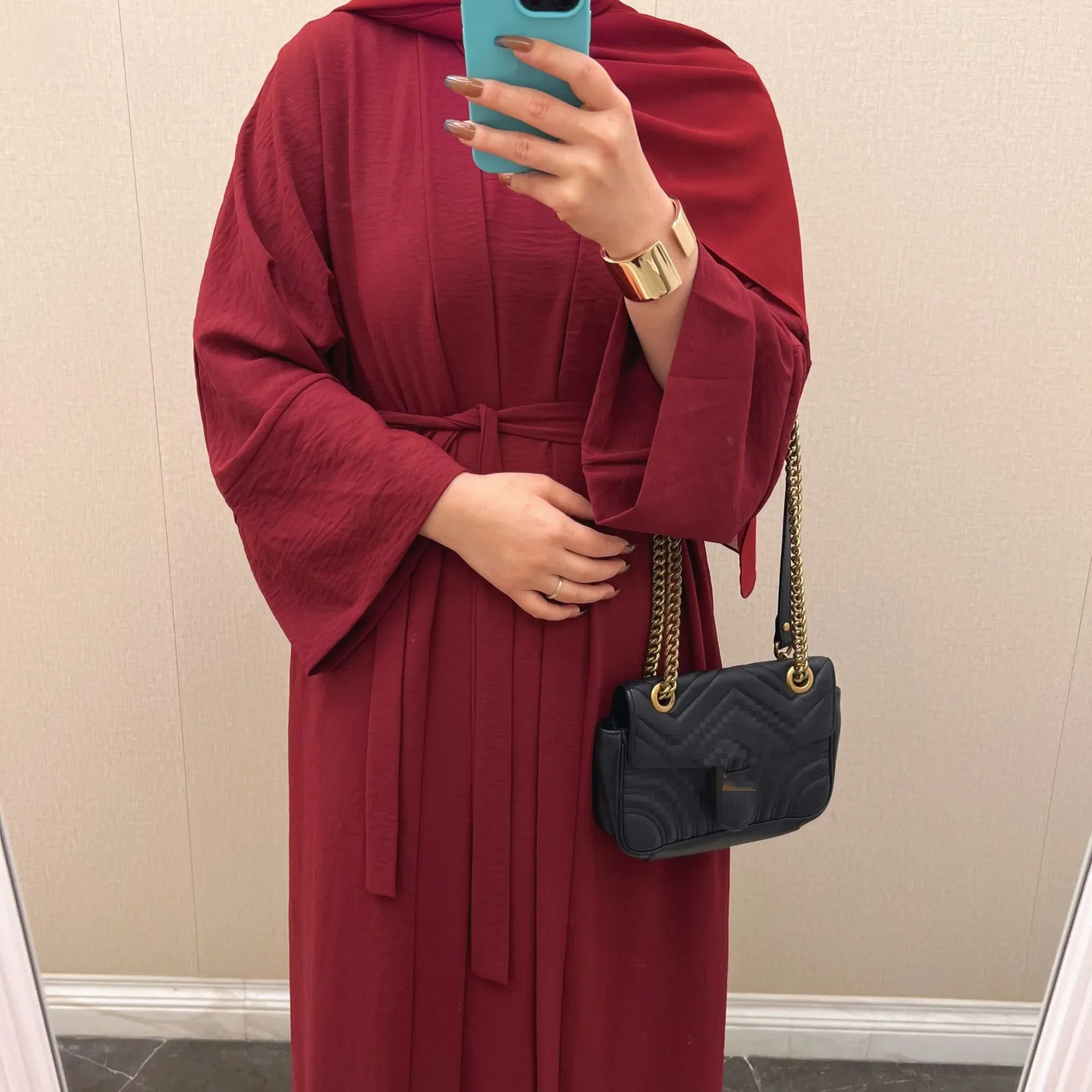 2 pezzi Set Ramadan Eid Donne musulmane Aperto Abaya Abito Abiti Dubai Turchia Caftano Kimono Cardigan Robe Jalabiya Abaya abbinato