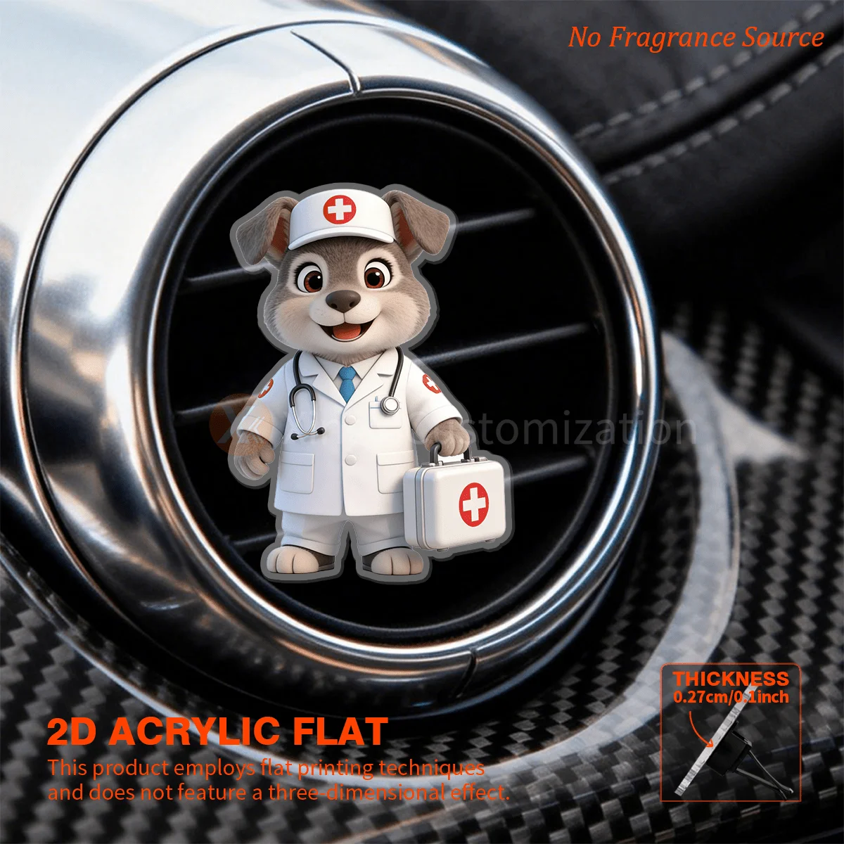 

2D Flat, 2D Flat Design, Cute Dog Doctor Healing Style, Suitable for Dashboard Air Vent Decoration, Fragrance Diffuser, Does Not Include Fragrance Source, Easy to Install Car Accessory for Pet Lovers, 2D Flat Design, 2D Flat