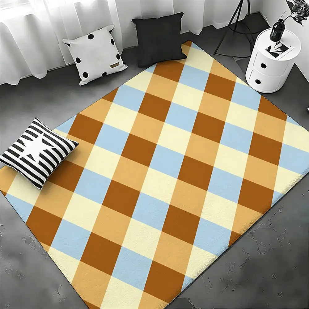 ins lattice Floor Mat Bedroom Living Room Flannel Door Mat Non-Slip Home Decor