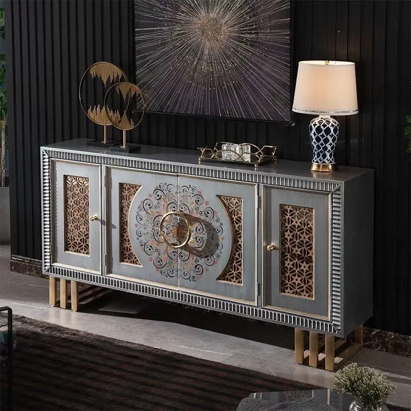 Gabinete de entrada retro americano, almacenamiento decorativo de lujo ligero en el vestíbulo de entrada, gabinete lateral de comedor, pasillo decorativo