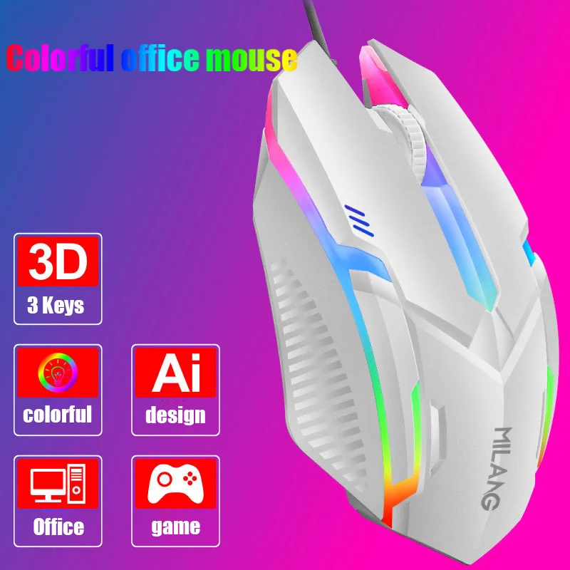 Gaming Mouse Wired M3 Colorful Glowing Electric Office Game USB Mice Laptop Accessories