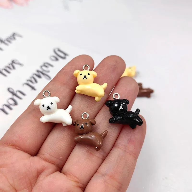 10pcs Fashion Small Puppy Dog Charms Floating Little Animals Pendant Flatback for Keychain DIY Jewelry Making Findings