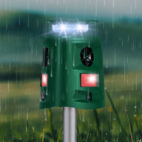 Ultrasonic Animal Repeller Outdoor Cat Squirrel Repellent 360 Degree Solar Animal Repellent Device 5 Modes for Farm Protection