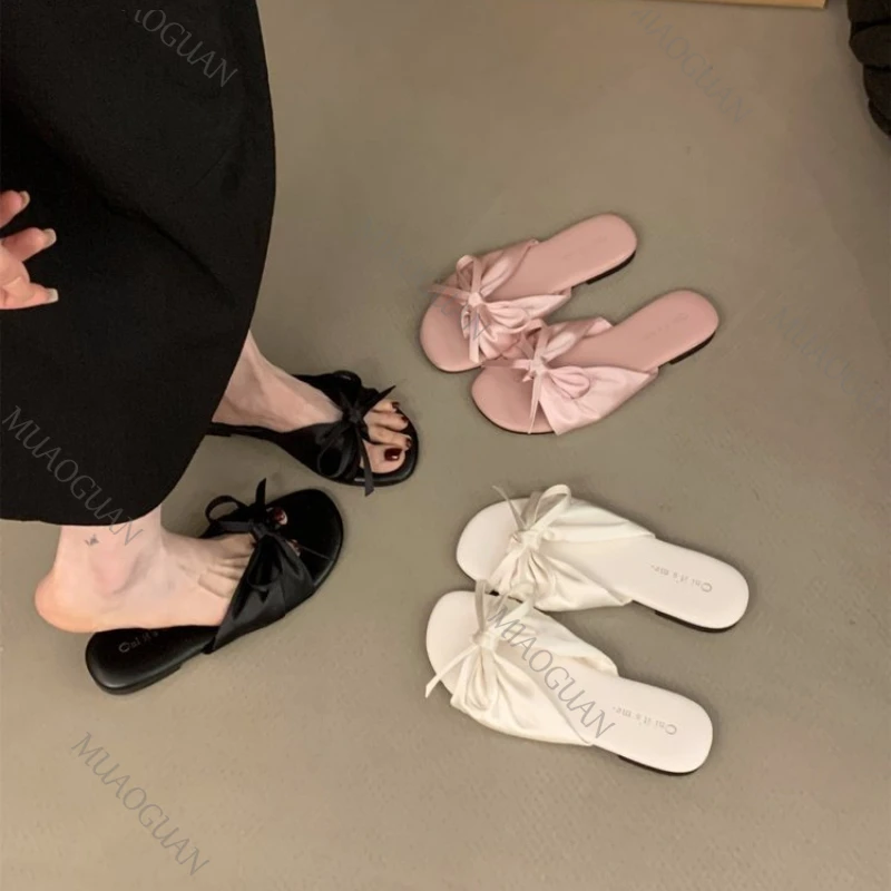 Butterfly-kont Pleated Women's Sandals Fashion Summer Outdoor Flat Slippers New Fairy Party Dress Skirts Beach Low Heels Shoes - view 6