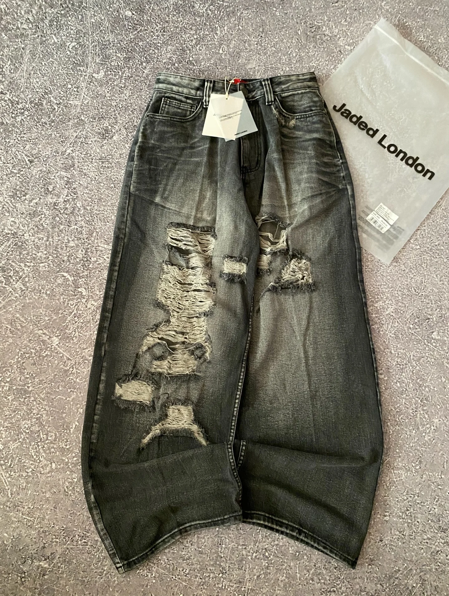 Jaede Lindon الجناح طباعة الجينز الرجعية القوطية العصرية السراويل فضفاضة المتضخم غسلها الهيب هوب Harajuku نمط زوجين السراويل واسعة #1