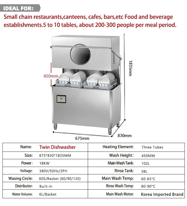 Chefmax Freestanding Wash Dishes Machine Dish Washer Full Automatic Electric Kitchen Commercial Dishwashers Machine