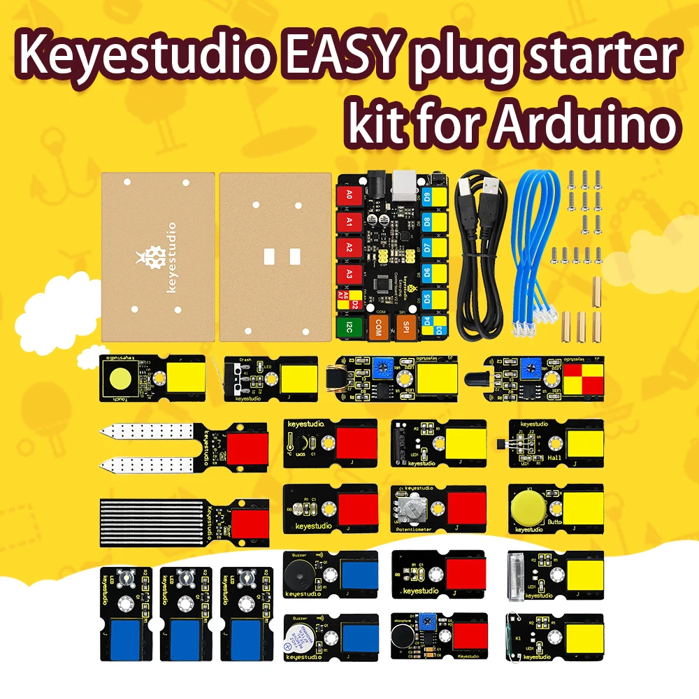 

Kidsbits Keyestudio RJ11 EASY Plug Starter Kit for Arduino STEAM Professional Programming DIY Electronic Kit Projects