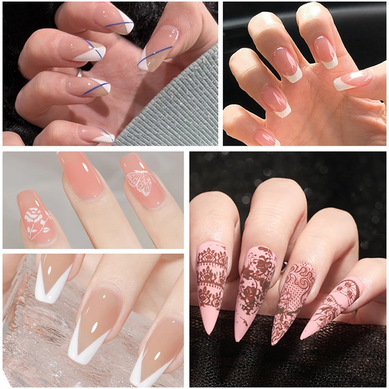 Placas de estampado de uñas transparentes de gelatina, set de estampador y raspador, diseño de malvavisco de silicona, accesorios de manicura 6