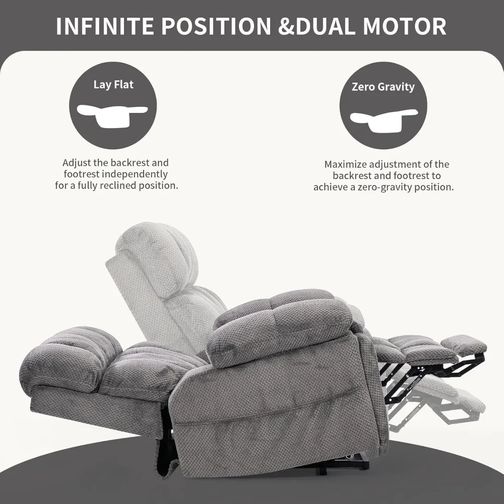 Dual Motor Power Lift Recliner Chair for Elderly with Adjustable Headrest,Extra Wide Recliner Chair with Heat and Massage,