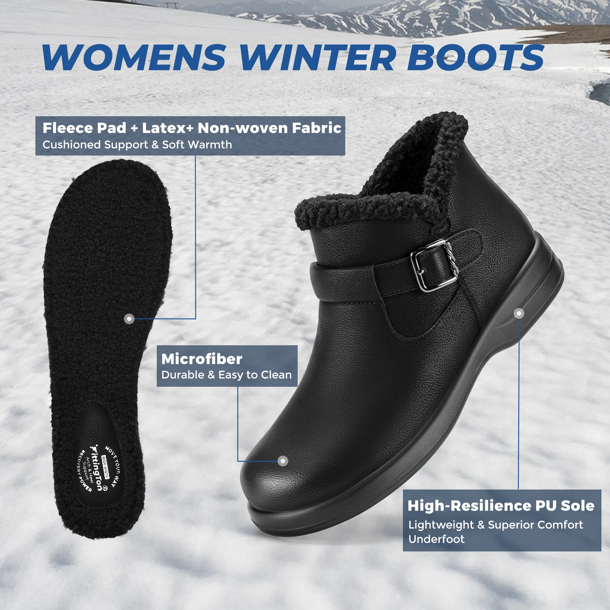 المرأة أحذية الثلوج أحذية الشتاء للنساء نعل مسطح دافئ مقاومة للماء سميكة معزول السيدات حذاء كاجوال لينة أفخم