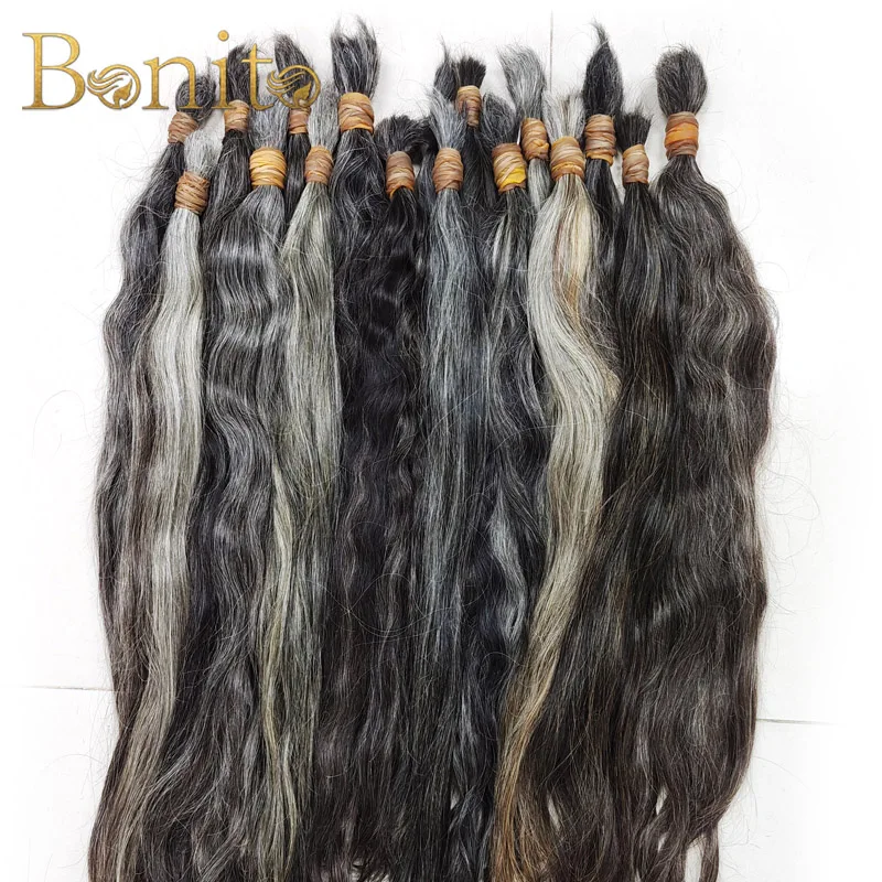 

High Quality Straight Gray Hair No Weft Unprocessed Virgin Raw Bulk Hair Human Hair Extensions Hair Bulk Braiding Cabelo humano