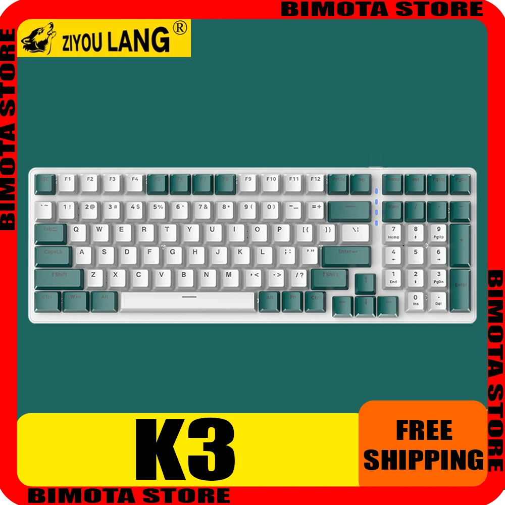 

Freewolf K3 Mechanical Keyboard Hot Swap RGB 100Keys Customized Wired Gaming Keyboard Ergonomics Type-C Pc Gamer Accessories