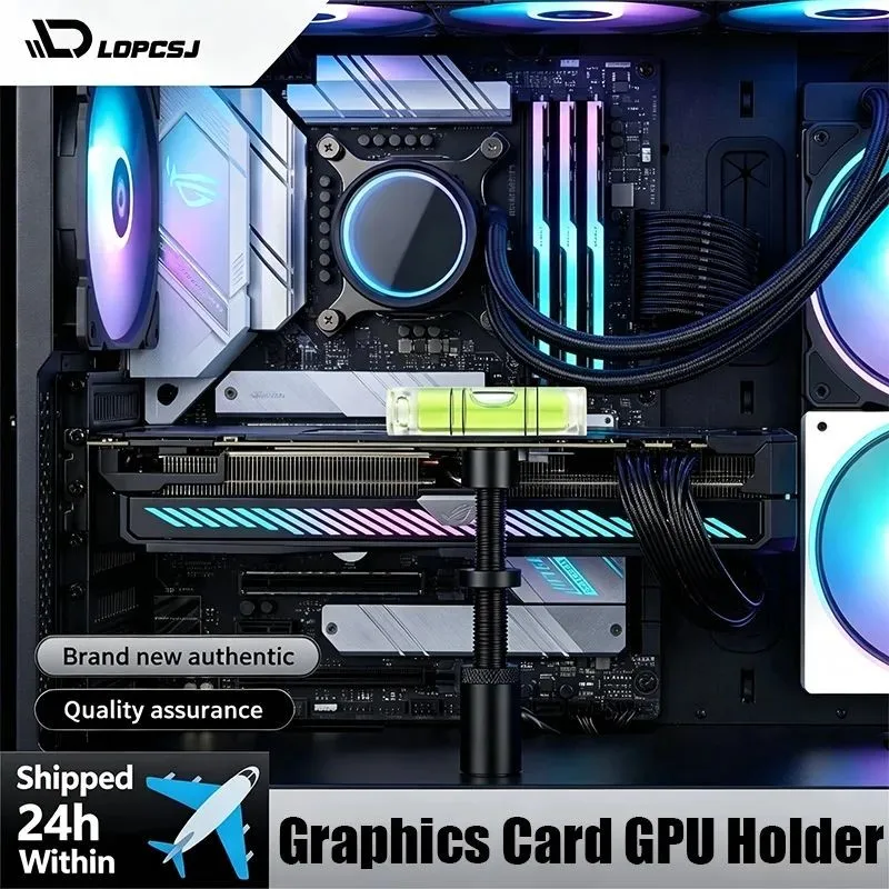 LDPCSJ Graphics Card GPU Support Bracket Built-in Spirit Level Adjustable Anti Sag GPU Brace Support Video Card Sag Holder Stand Stabilize Heavy Graphics Card Prevent PCI Slot Deformation PC Gaming Case GPU Protection Accessory for High End Graphics Cards