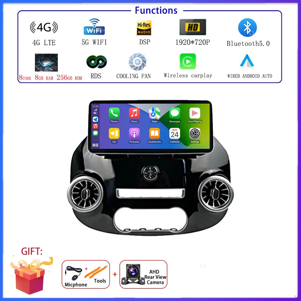 12.3 "4G Voor Benz Vito W447 2014 - 2021 Auto Android 15 Radio Stereo Multimedia Video GPS navigatie Speler IPS scherm BT 5.0