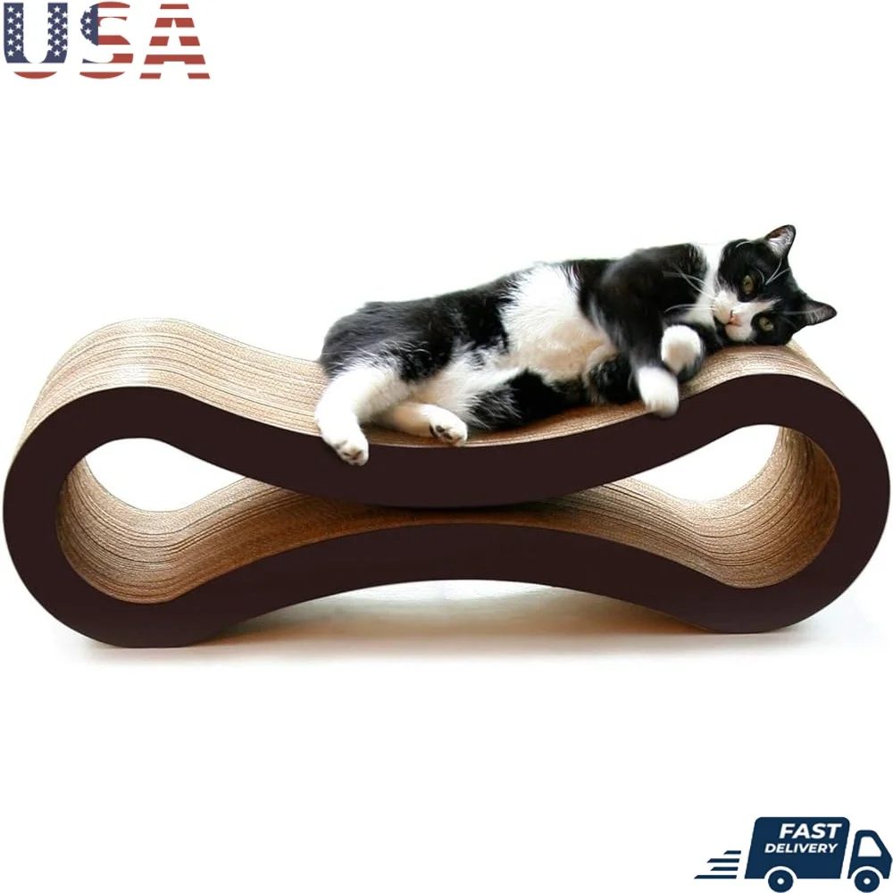 

Reversible Cat Scratch Lounge Durable Cardboard Scratchers Indoor Cats Organic Catnip Safe Eco-Friendly Furniture Protector