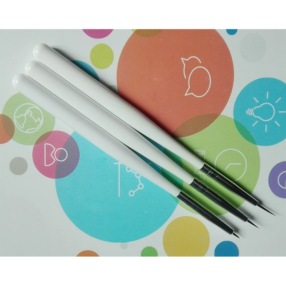 3Pcs Dotting Painting Drawing Liner Polish Brush Tool Nail Pen Brush Pen Tools (White) Dotting Painting Pen