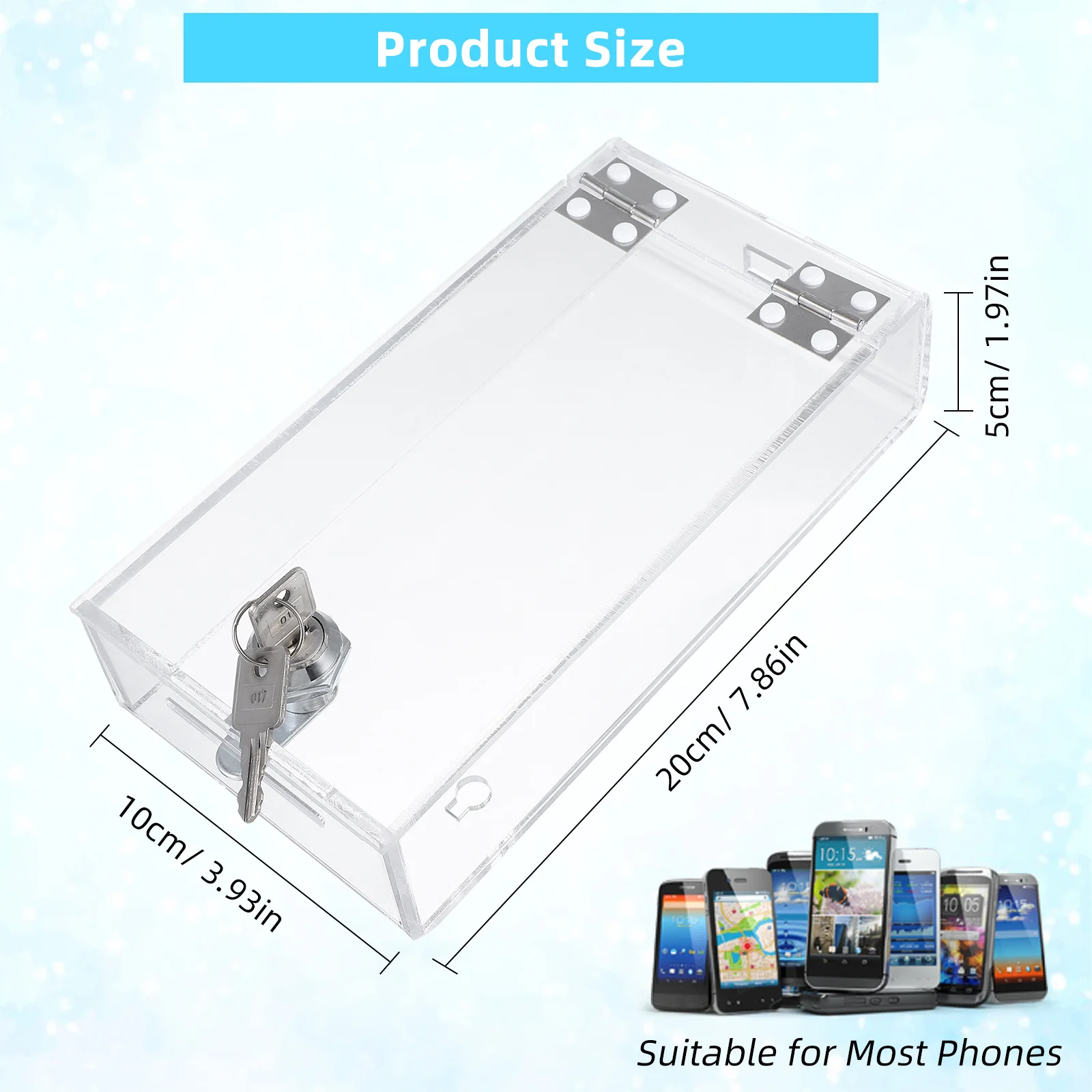 Transparent Phone Storage Box 1 Layer Strong Acrylic Locker Cable Outlet Cover Reusable Cellphone Case Secure Phones Safe Lock