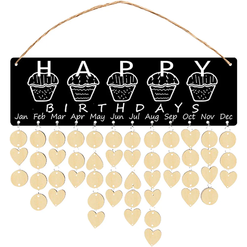 

1Set Handcrafted Wooden Birthday Calendar Wall Hanging Family Date Tracker with Blank Tags Rustic Home Decor Gift for Christmas