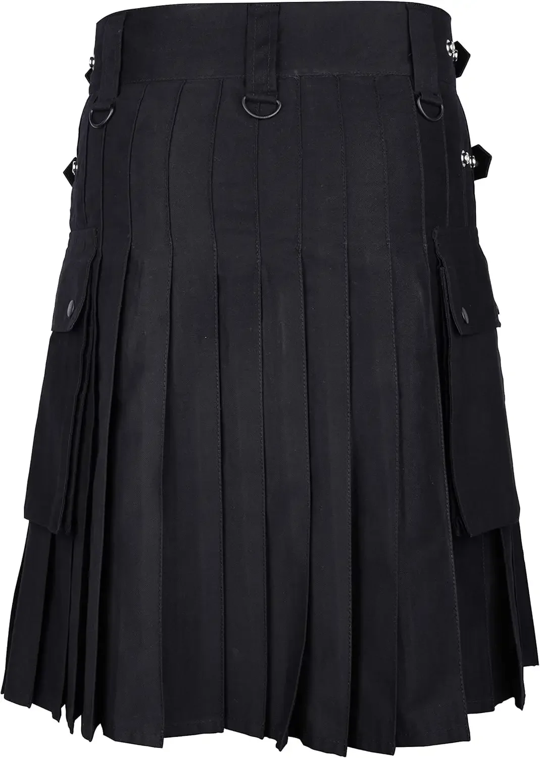 1Kilt utilitário masculino de algodão com alça de couro e bolso cargo - quilts plus size para homens