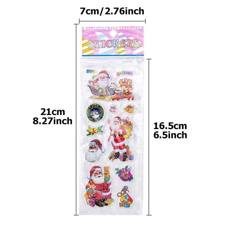 10~30Sheets Kids Puffy Stickers for Children Birthday Christmas Party Gift for Girl Boy Stationery Stickers Santa Claus TMZ