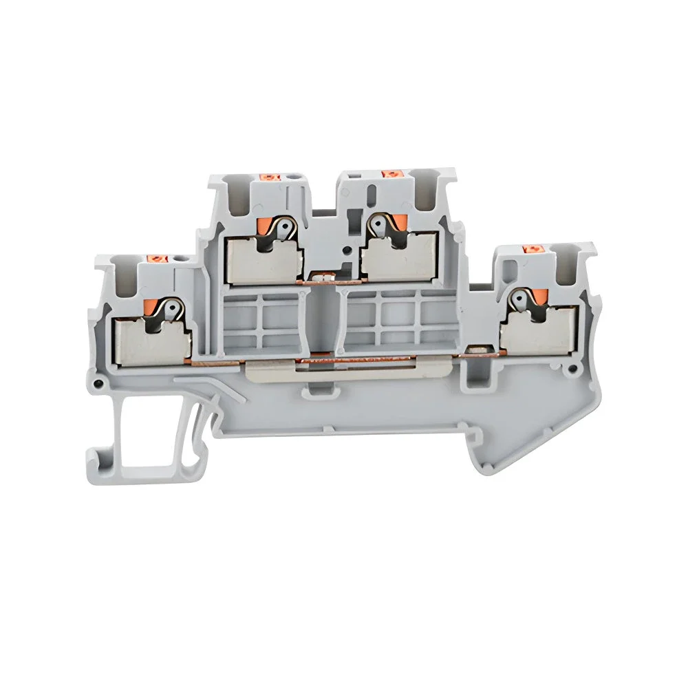 10pcs Din Rail Terminal Block PTTB-1.5 Electrical Connector 1.5mm Double Layer Spring Wiring Connection Wire Conductor PTTB1.5