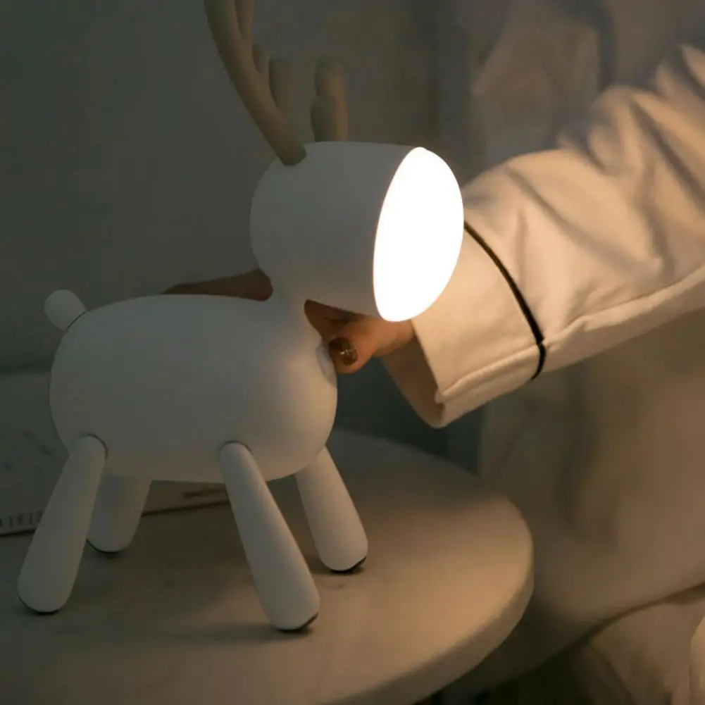 Lampu malam rusa besar 5V, lampu ekor putar dapat disesuaikan, lampu isi ulang USB untuk kamar tidur