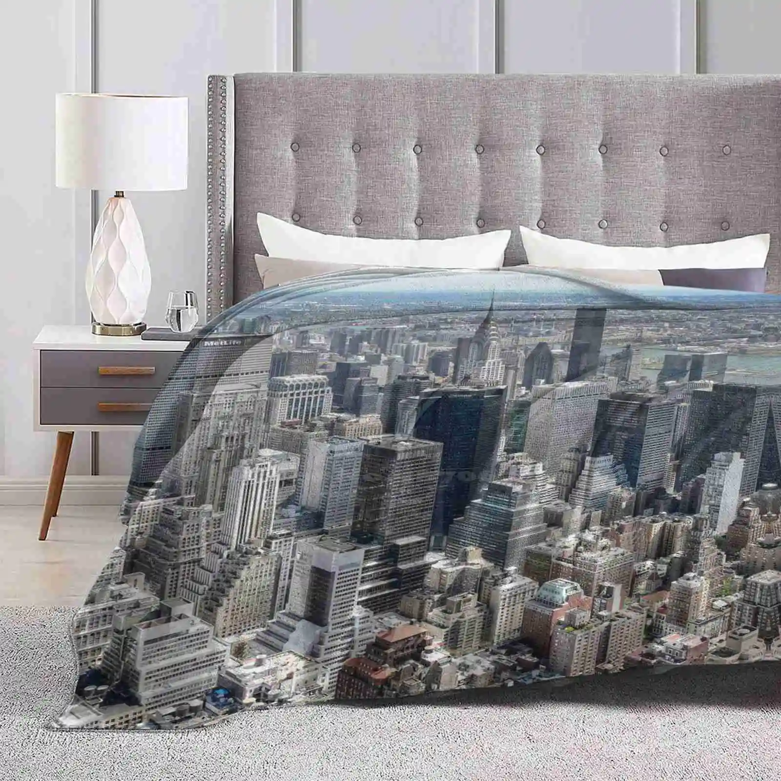 New York City , View From The Empire State Building Blanket Soft Warm Travel Portable Blanket Ny New York Panoramic View Winter