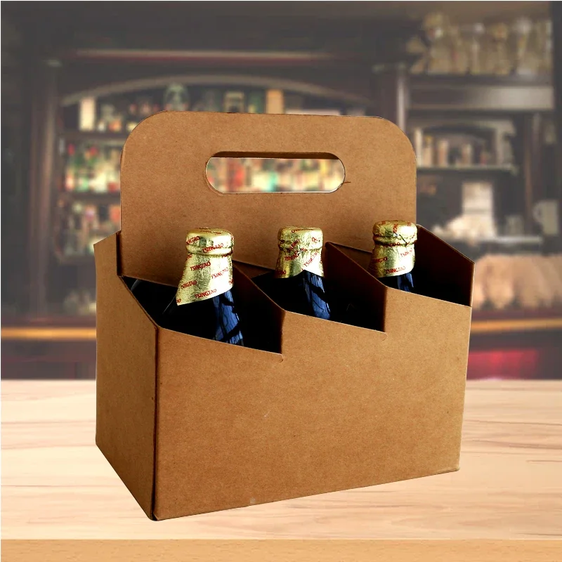 1Pcs vintage beer bottle paper label empty with cap lot of 6 with carrier Cardboard Bag Wedding Party Bar Supplies