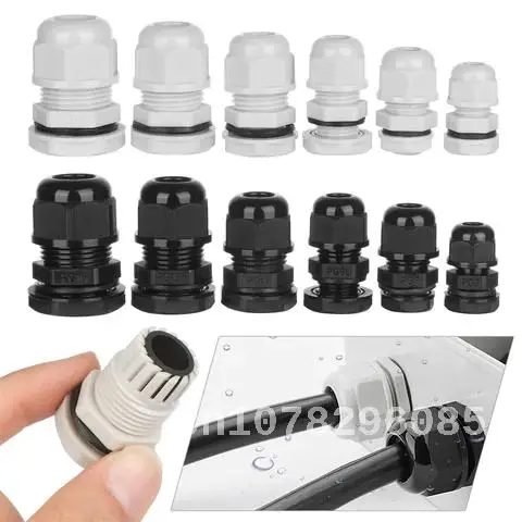 

Waterproof Cable Entry Gland, Nylon Plastic Connector, Fixing Cable Parts, IP68, PG7, PG7, PG9, PG11, PG13.5, PG16, 5Pcs