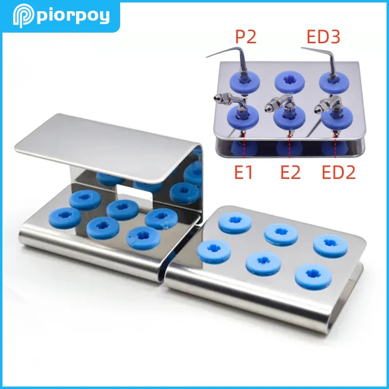 6 Holes Dental Ultrasonic Scaler Tips Holder Stand Disinfection Storage Box Fit Dentistry Equipment EMS NSK Satelec Sirona DTE