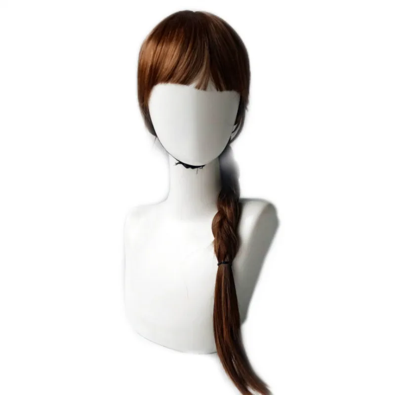 Wig with thick, three strands of hair, combined with braids and bangs, featuring ancient style elements