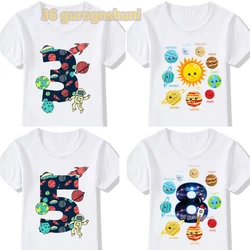 cartoon kids t shirt for boys Children Clothing girls clothes birthday 6 7 8 9 years tshirt Nine Planets graphic tee kid t-shirt