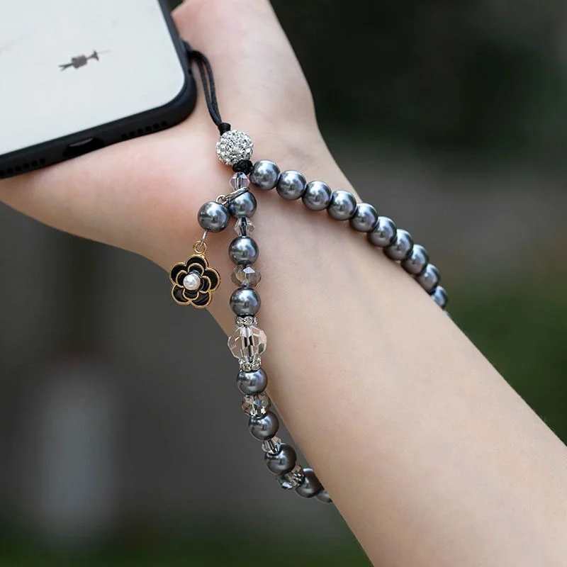 أزياء الهاتف المحمول سحر حزام للنساء مع اللؤلؤ زهرة صغيرة قلادة الهاتف المحمول الحبل مطرز سلسلة لحالة الهاتف المحمول