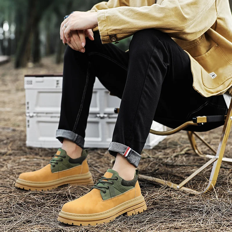 

Men's British Style Loafers with Lace Up Thick Sole Fashionable and Versatile Trendy Men's Outdoor Travel Shoes