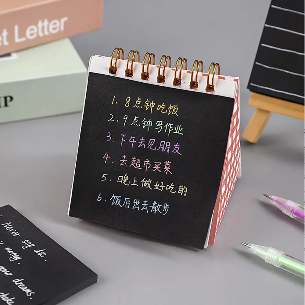 50Sheets of 76*76cm Black Note Paper Self-adhesive Memo Calendar Planner Gift Card Creative Stationery School Supplies