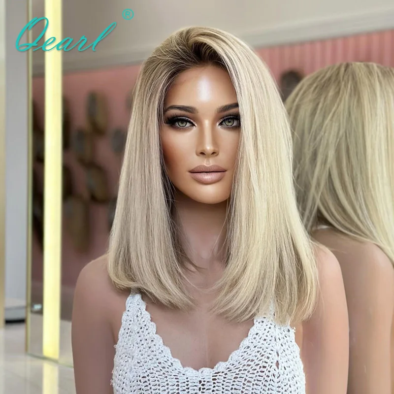 

Short Bob Lace Frontal Wigs for Women 100% Real Human Hair Wig Ombre Blonde Lady Natural Raw Lace Wig Sale Glueless 13x4 Qearl