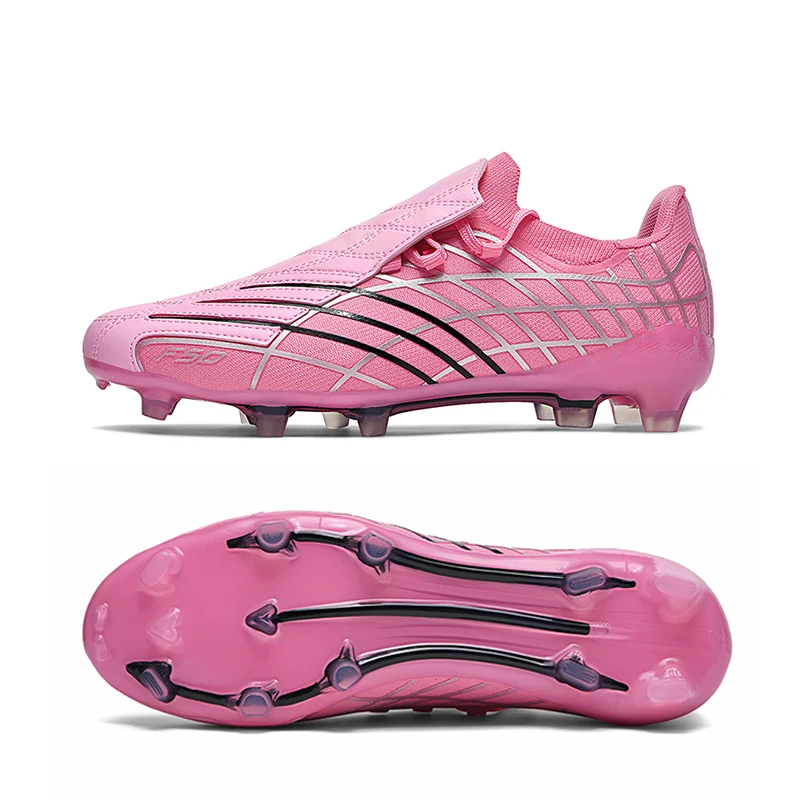 Botas de Fútbol Profesionales Pink-f50 para Hombre, Tacos de Entrenamiento para Niños, Tacos de Fútbol Rápidos para Exteriores, Antideslizantes, Tallas 35-45