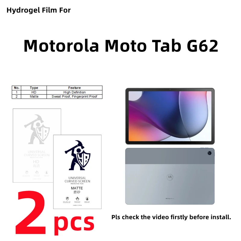 

2pcs HD Hydrogel Film For Motorola Moto Tab G62 Matte Screen Protector For Moto Tab G62 Clear/Frosted Full Cover Protective Film