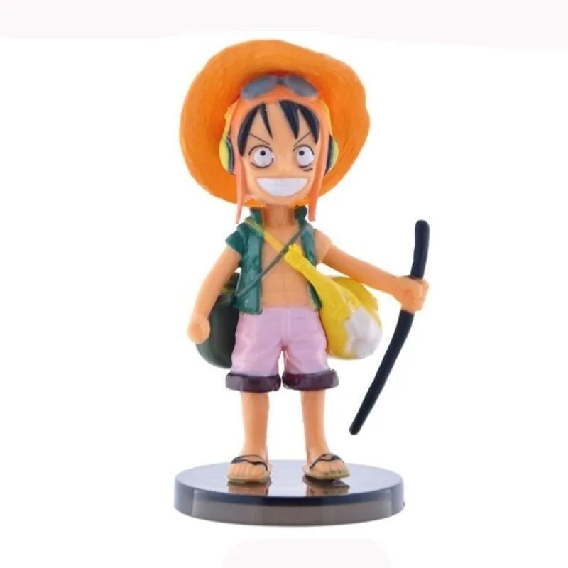 9 قطعة دمى قطعة واحدة الديكور لوفي زورو سانجي نامي بروك أنيمي عمل الشكل لعبة لطيفة Q التماثيل المرآب أطقم الصبي هدية عيد ميلاد #2