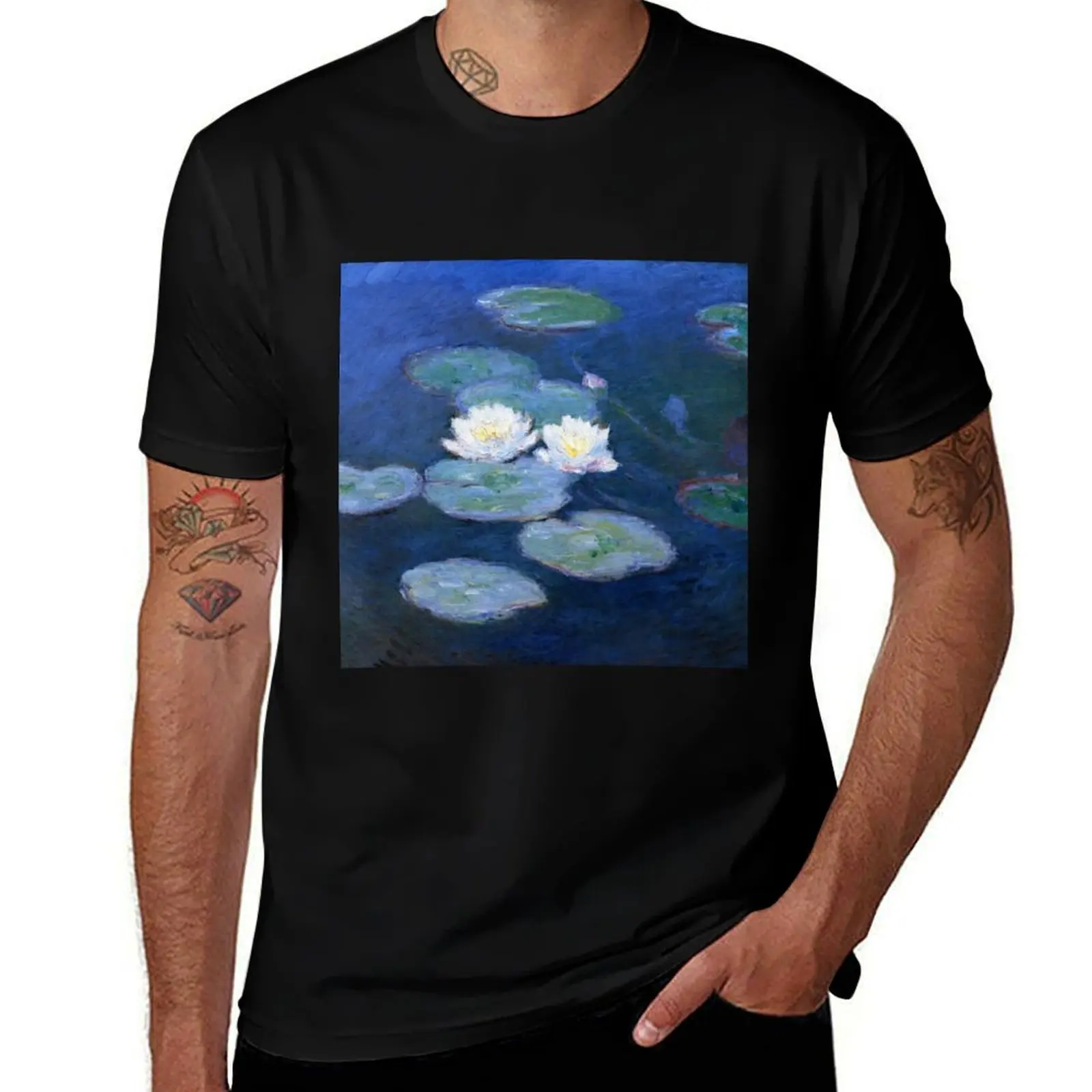

Two Water Lilies Monet Fine Art T-Shirt man t shirt graphic t shirts for man cotton man t shirts graphic T-shirt