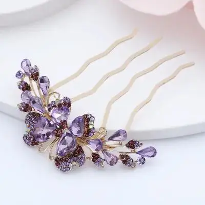Rhinestone Hair Side Comb for Women – Bridal Wedding Hairpin, Compact 4-Prong Clip Hair Accessory
