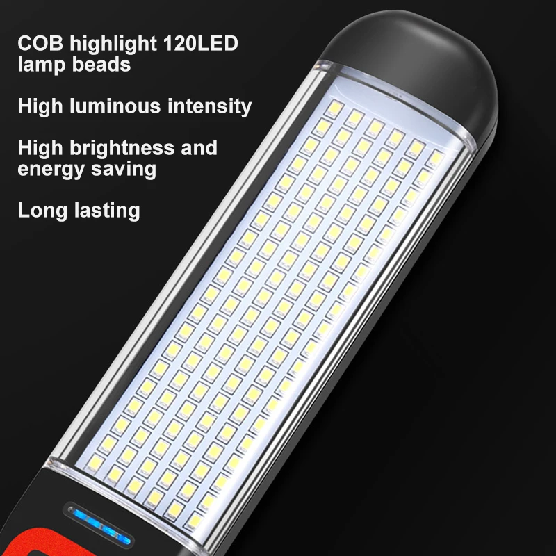 Cob Led Zaklamp Magnetische Werklamp Usb Oplaadbare Zaklamp Haak Nood Lantaarn Inspectie Licht Camping Auto Reparatie Lamp