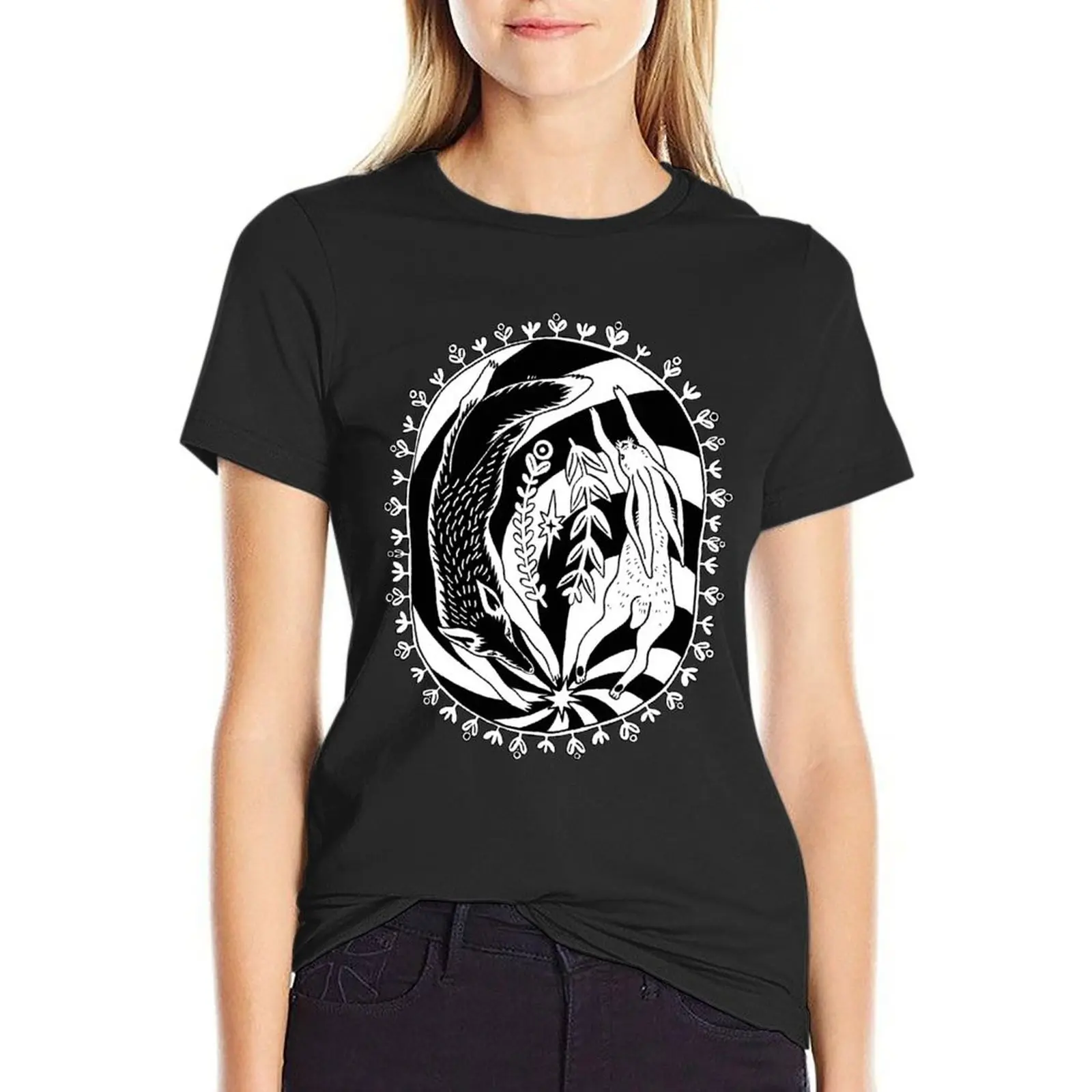 

Fox and Hare Spiral T-Shirt funny tees Women's cotton t-shirt