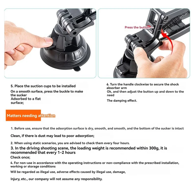 A47F-STARTRC حامل كاميرات مراقبة عالي الجودة مكافحة هزة Z-محور حامل استقرار ل DJI OSMO جيب 3/Insta360 X4 كاميرا جزء كوب شفط السيارة Mo #6