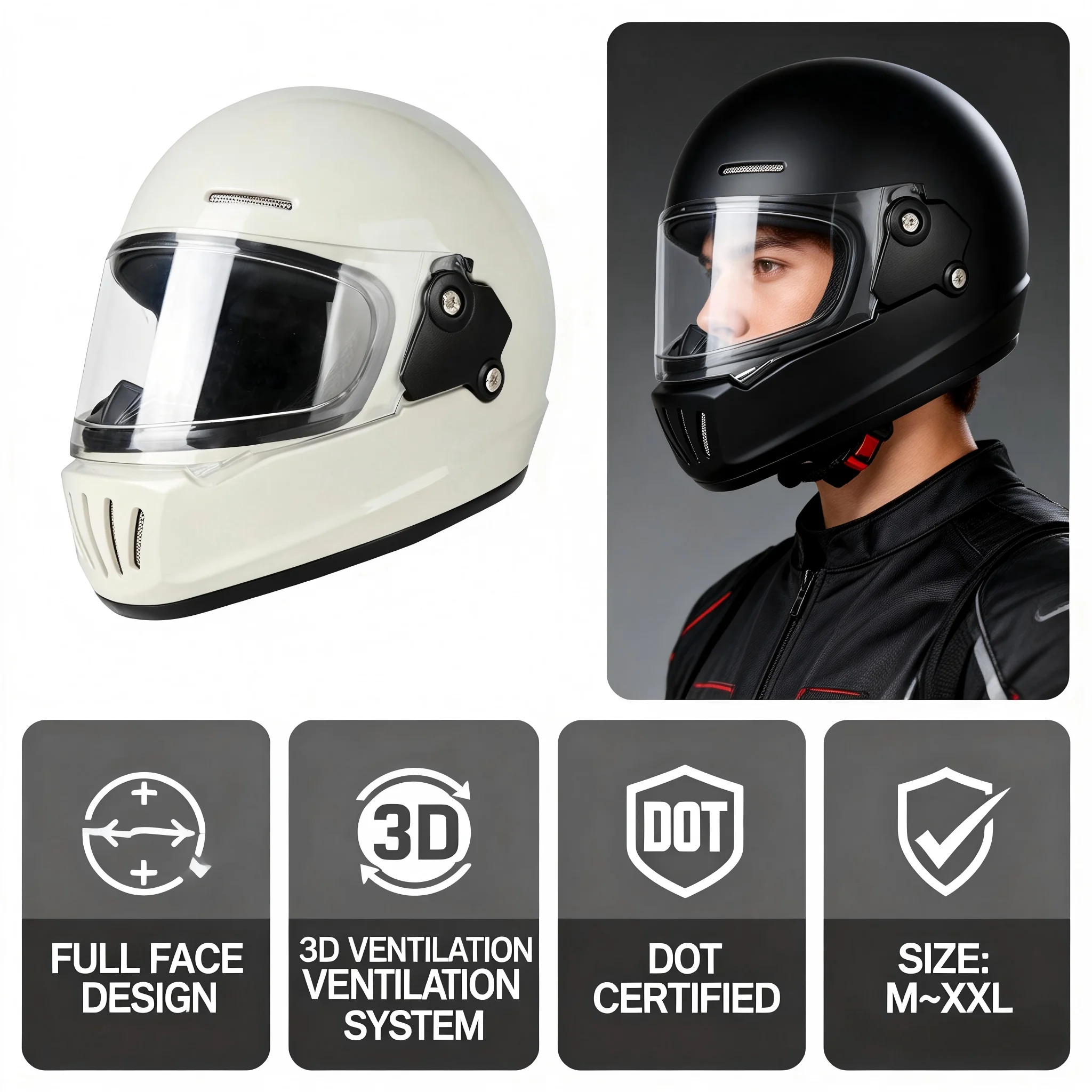 

Мотоциклетный шлем VGV DOT, сертифицированный по стандарту DOT, для мужчин и женщин, для безопасной езды круглый год, с полной защитой лица.