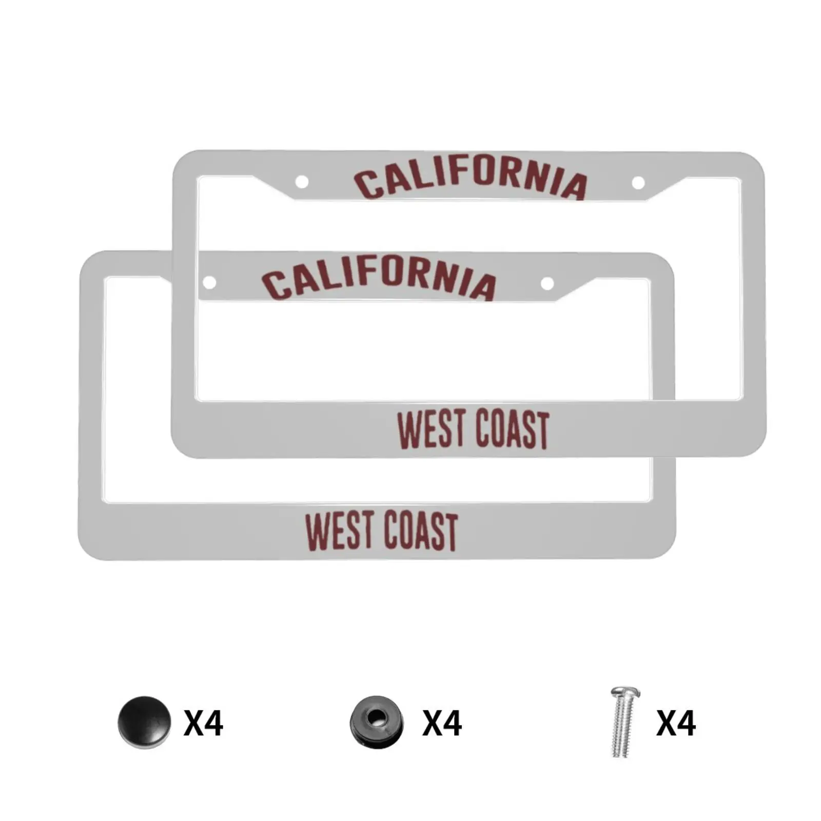 California West Coast License Plate Frames Holder Aluminum Novelty Decorative Protector with Screws Car Decoration Accessories