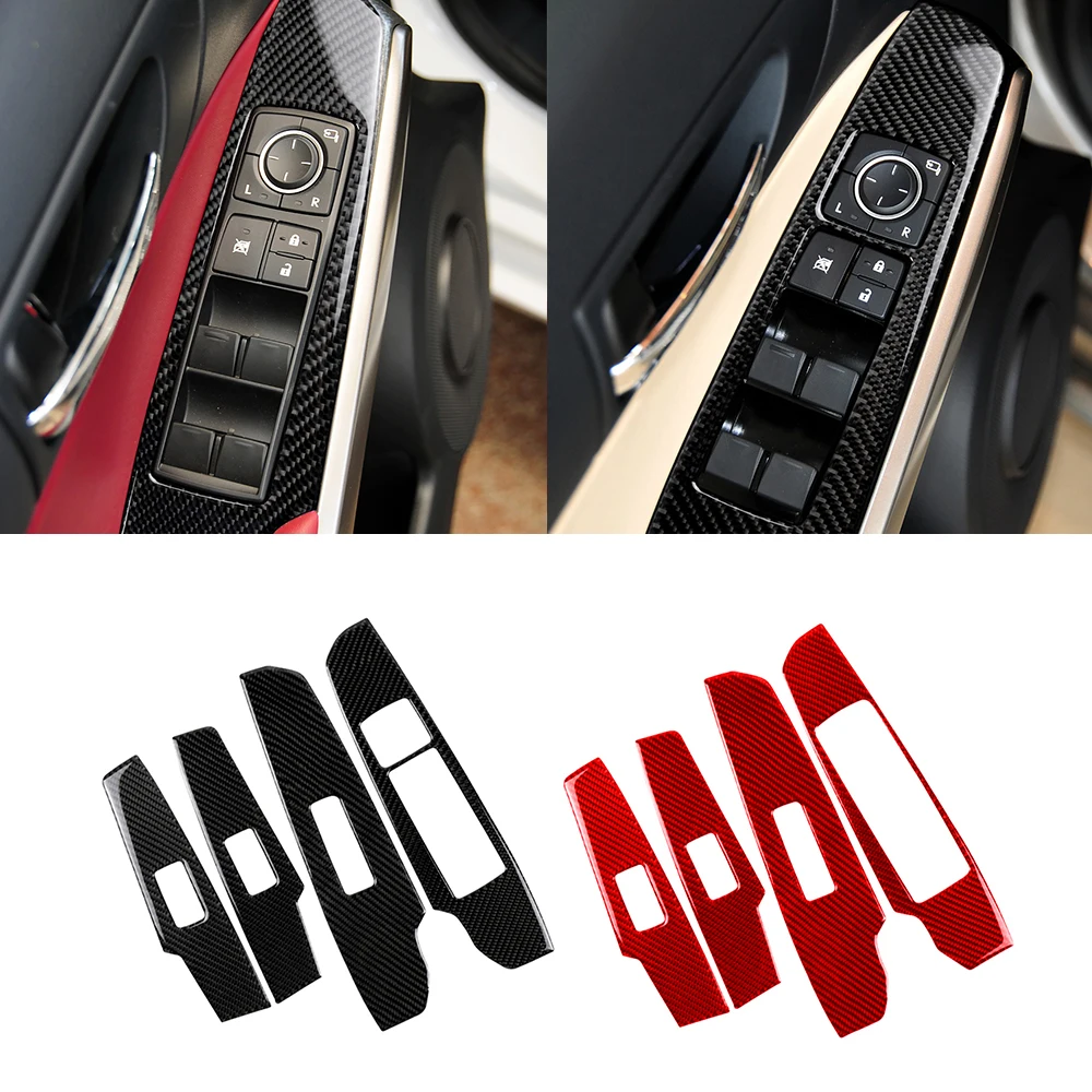 

For Lexus IS250 2013-2020 4pcs Car Window Lift Panel Decor Cover Trim Stickers Decal Auto Interior Accessories Carbon Fiber